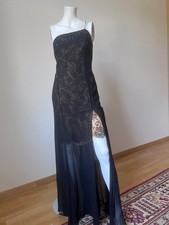 Vintage Silk Maxi Escada One Shoulder Gown with Lace underdress sz L