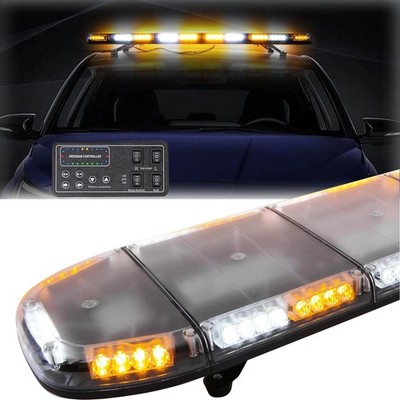 Amber White 51'' Strobe Light Bar Emergency Warning Security 88 LEDs Hazard Flash