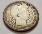1907-O Barber Quarter • 90% Silver • Circulated • As Shown • Solid Coin      X75