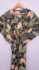 Indian Cotton Blue Floral Printed Kaftan Dress Women's Clothing Kaftan Dress AU