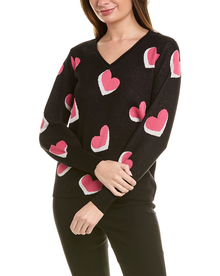 Жаккардовый свитер Jones New York с V-образным вырезом Женский черный Xs
