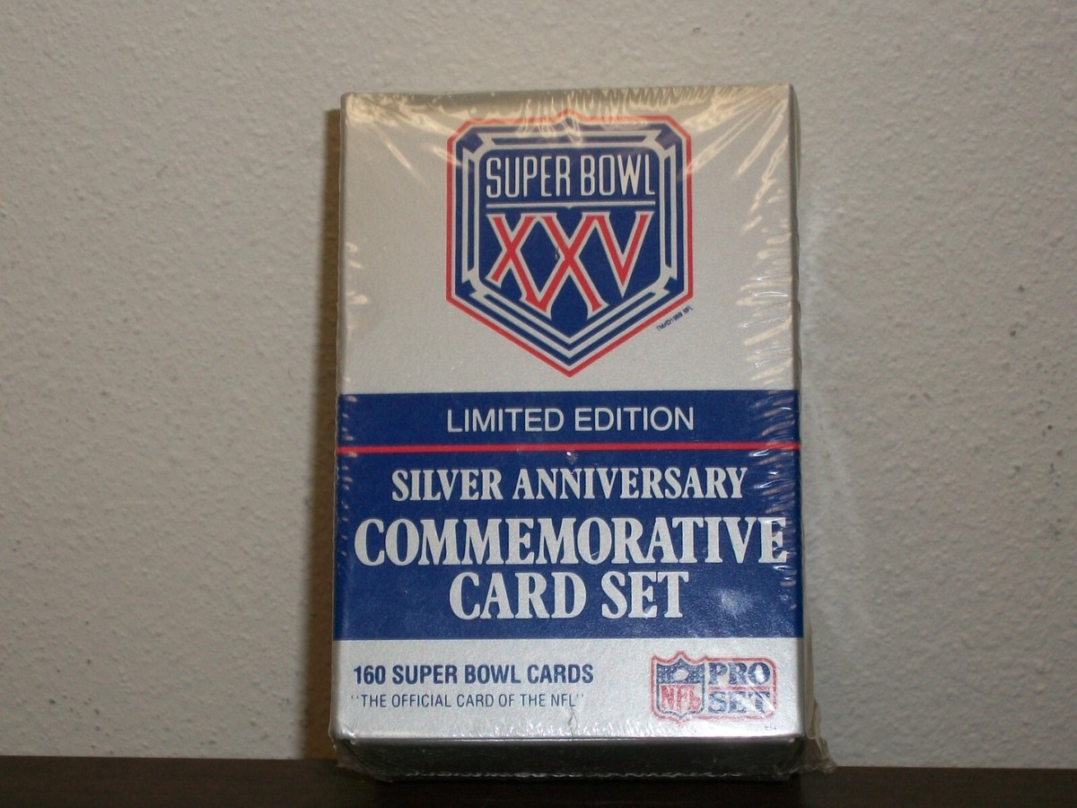 limited edition silver anniversary commemorative card set Pro Super Bowl Set Used Products Rare Super Bowl XXV Silver