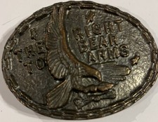 BTG BRASS Right To Bear Arms 2nd Amendment Gun Rights Metal Belt Buckle Eagle