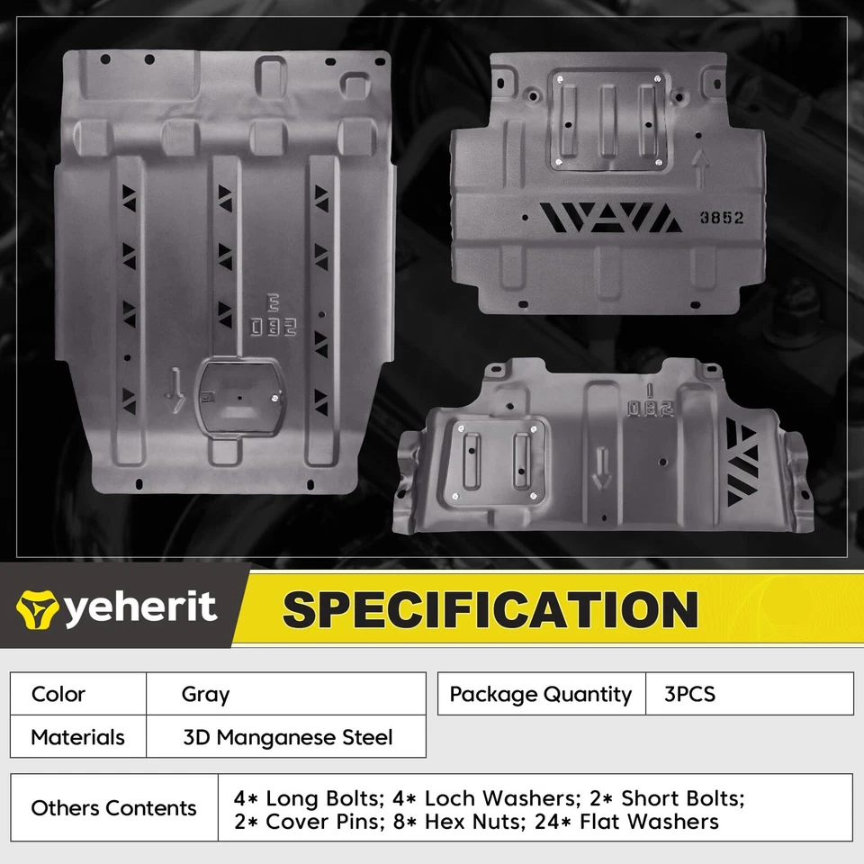 Full Skid Plate Package w/Front Transmission Skid Plate For 2015-2022 Ford F150 - Image 3 of 4