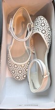 Nine West Girl Floral Ballet Flat Shoes Size 1 White