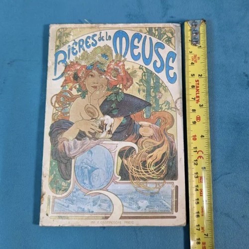 Poster vintage anni 50 Alphonse Mucha Art Nouveau su tavola di legno arredamento retrò casa - Foto 2 di 6