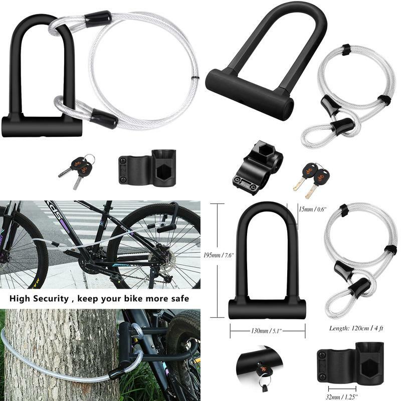 DINOKA Bike U Lock 16mm Heavy Duty Security U Cable Bike Lock with 4ft Flex Bi