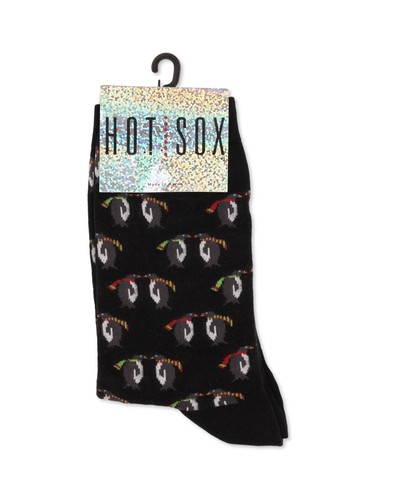 HOTSOX ESF16033 Unisex Penguin Party Crew Socks Black Size 9-11