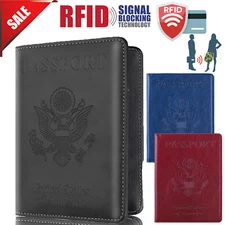Slim Leather Travel Passport Wallet Holder RFID Blocking ID Card Case Cover US