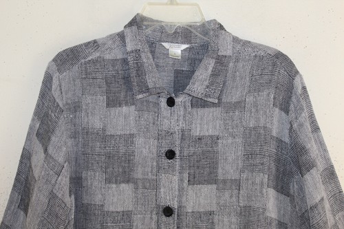 Christopher Banks Sz L Lagenlook Woven 100%Linen Flax Modernist Shirt Jacket - Picture 3 of 6