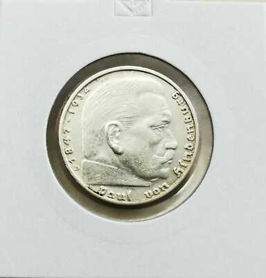 2 Reichsmark Hindenburg (Wählen sie unter 1936 bis 1939 und ADEFGJ) Silber