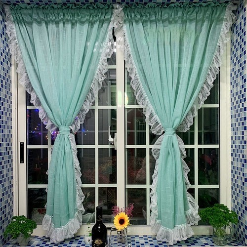 Lace Tulle Half Curtains French Balcony Kitchen Curtains Valance Rod Pocket - Picture 6 of 16
