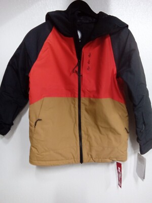 Boy's Volcom Breck Insulated Jacket Orange Black Size Medium #5B4C 