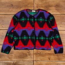 Vintage Ivy Club Classics Fleece Jacket L 90s Western Geometric Multicoloured
