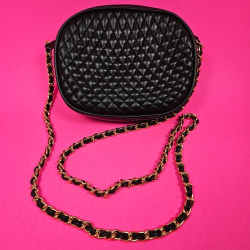 Jennifer Moore gold tone chain crossbody purse black quilted - Picture 10 of 10