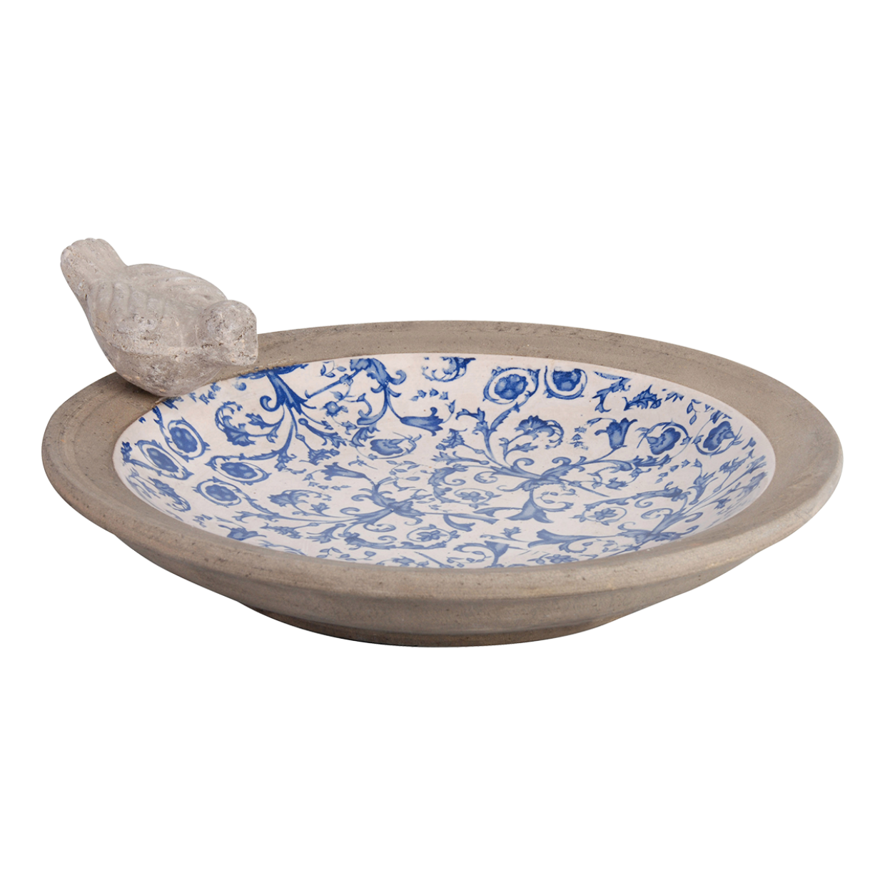 Freestanding Small Bird Feeder Bath Garden Ornamental Table Blue White Ceramic