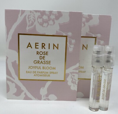 2 x AERIN Rose De Grasse Joyful Bloom EDP  Fragrance Spray Sample 1.5ml/.05oz Ea
