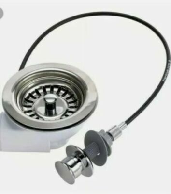 Küchenspüle 3,5'' Kabel Pop Up Korb Ablauf Chrom Sieb 44mm ASTRACAST * NEU