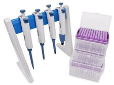 Complete Micropipette Kit 0.5μl to 5ml : 4 Pipettors, Stand and 288 Tips