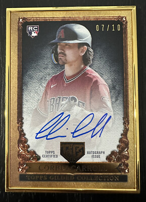 2023 Topps Gilded Gallery of Gold Corbin Carroll Onyx AUTO Jersey #/d 7/10 RC 