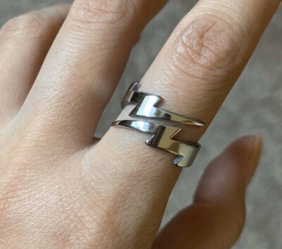 Unisex Lightning Ring Size 9 Stainless Steel Lightning Band Ring Minimalist Ring