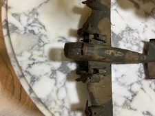 Vintage Marx Tin Litho Wind-up 4 prop Camouflaged Bomber Airplane