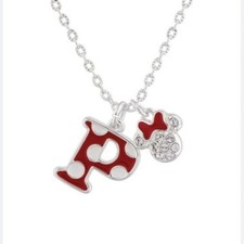 Disney Minnie Mouse Enamel Initial "P" Necklace polka dots