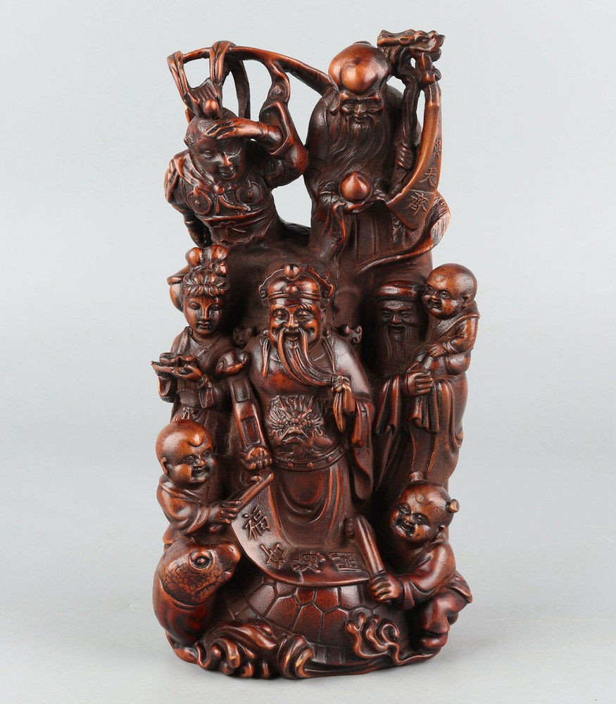 Chinese Exquisite Hand-carved mythology figure Carving Boxwood statue