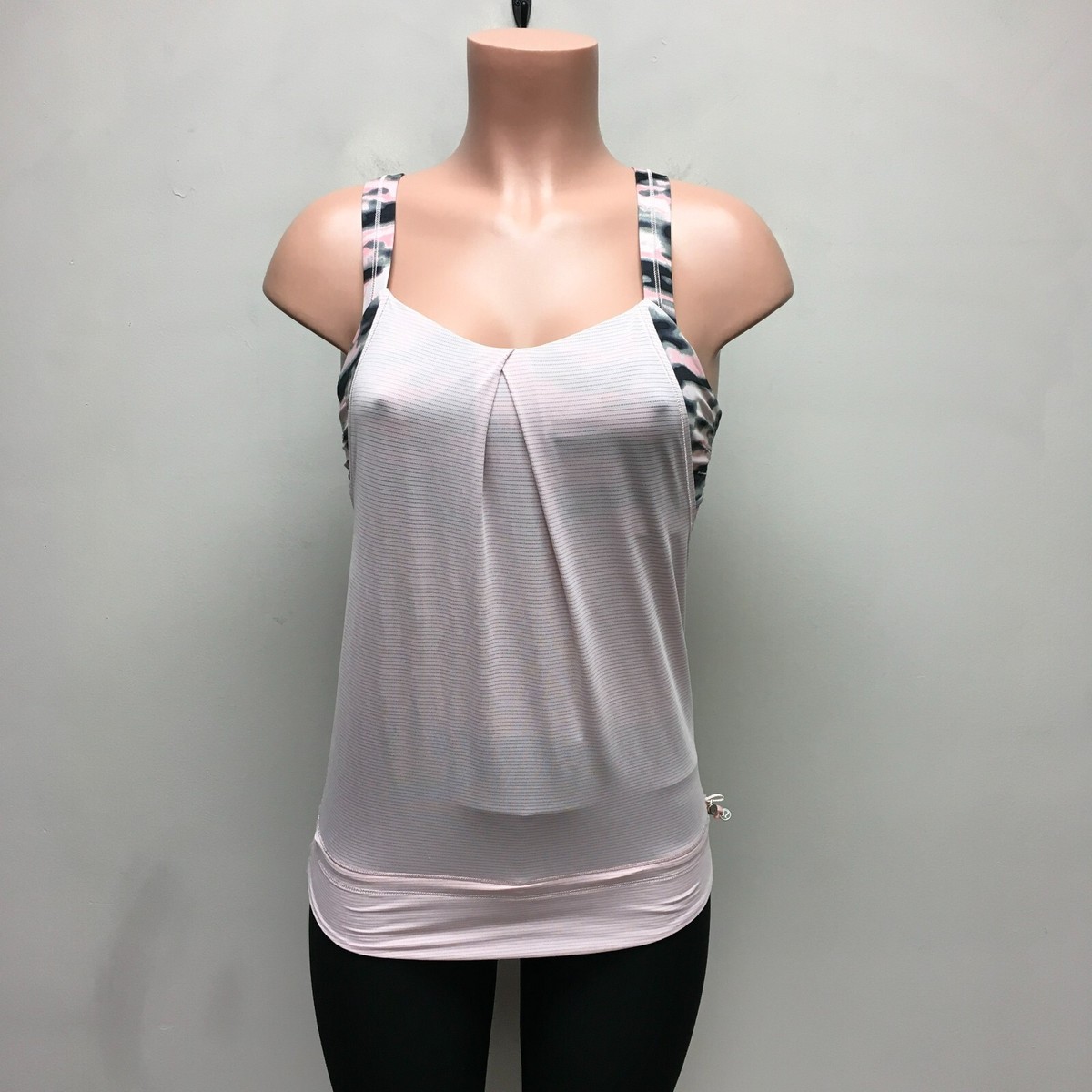 Lululemon Womens Pink Camo Racer Back Drawstring Scoop Neck Athletic Tank  Top
