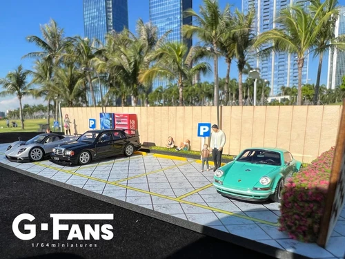 1:64 Diorama Car Garage Model LED Lighting Car Parking Lot Scene Display Model - Picture 35 of 43