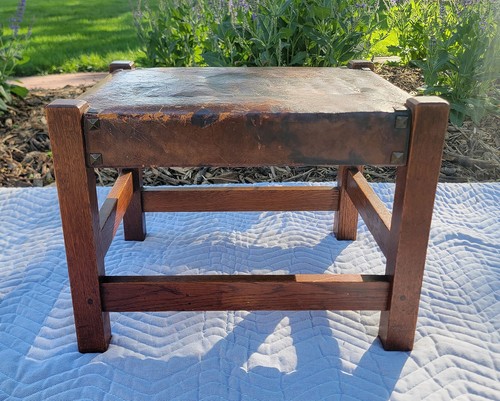 Antique GUSTAV STICKLEY Foot Stool/Ottoman #300 - Arts & Crafts - All Original