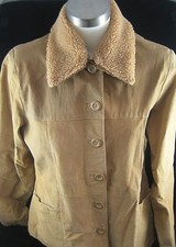Jennyfer J Genuine Suede Jacket Ladies Lg Removable Fleece Collar Cover Vintage
