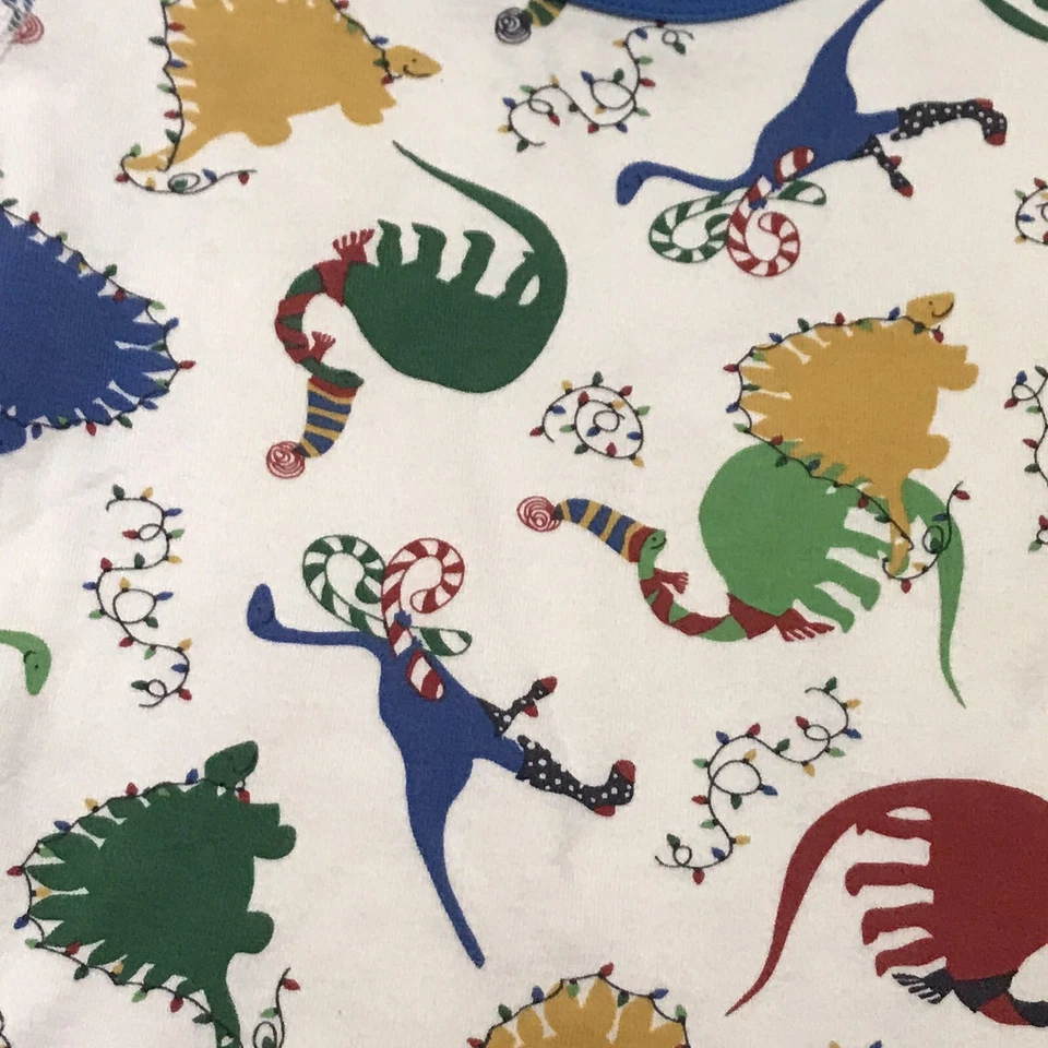 Juego de pijamas Hanna Andersson niños talla 10 vacaciones de Navidad dinosaurios Long Johns Foto 3 de 4