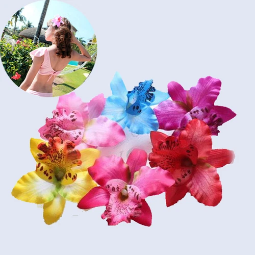 Orchid Flower Hair Clip Slide Grip Wedding Bridesmaid Prom Ball Vintage Pinup - Picture 7 of 18