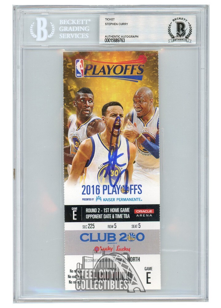 Stephen Curry Autographed Signed 2016 NBA Playoffs Game E Ticket BAS 