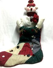 Christmas Stocking- Red and Green Quilted Snowman -24"