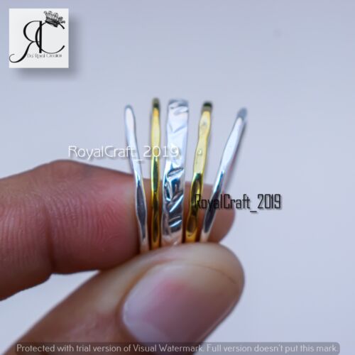 5-teiliges Set dünner gehämmerter Stapel minimalistischer Gold gefüllt & GS Silber Micro Ring - Bild 6 von 9