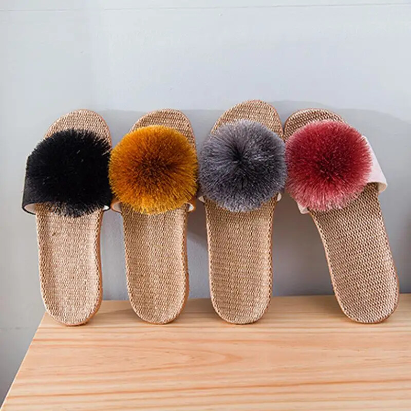 PANTOFOLA D’ORO Pantofole plateau lino donna casa pallone capelli scarpe firmate ragazze moda casual