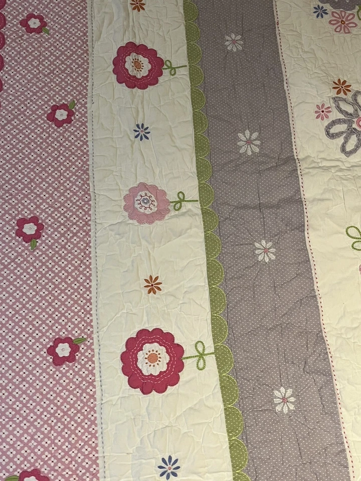 Colcha y colcha floral Pottery Barn Kids Twin Daisy Garden rosa 64"x 85" Foto 4 de 4