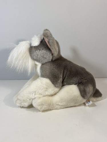 Kids Preferred Realistic Schnauzer 11 Inch Gray White Pink 2003 Plush - Picture 9 of 15