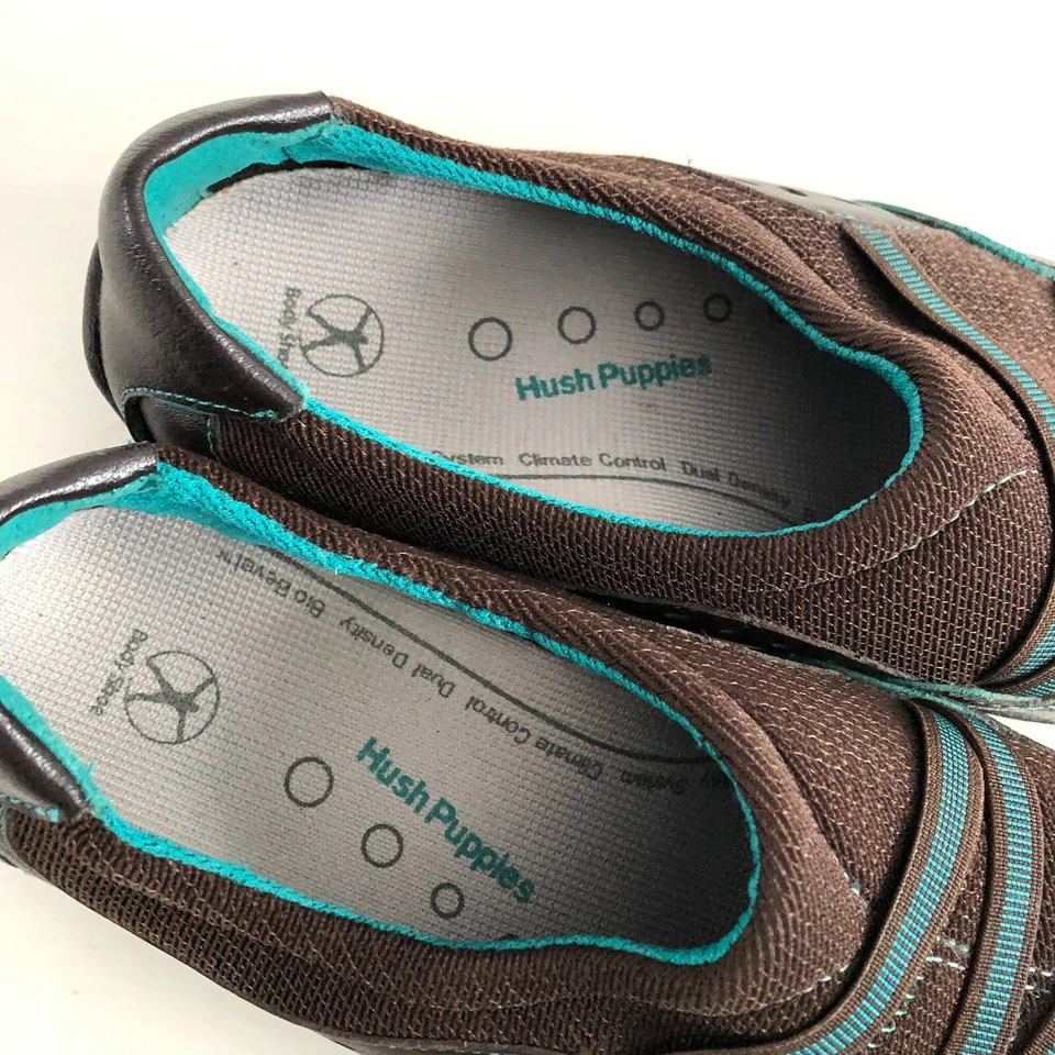 Hush Puppies Womens Sz 6 Shoes Slip On Comfort Brown Teal Clogs Body Shoe Flat - Image 3 of 4