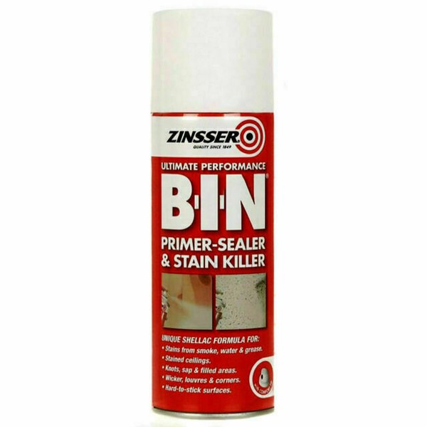 Zinsser BIN Primer Sealer and Stain Killer Aerosol Spray 400ml for