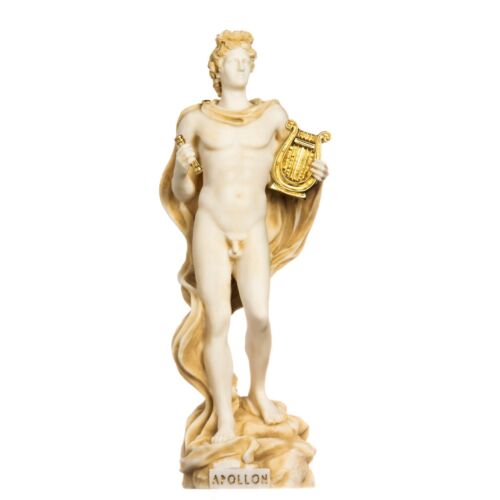 Apollo God of Music Poetry Art Gold Tone Alabaster Statue Sculpture 13" - Picture 1 of 8