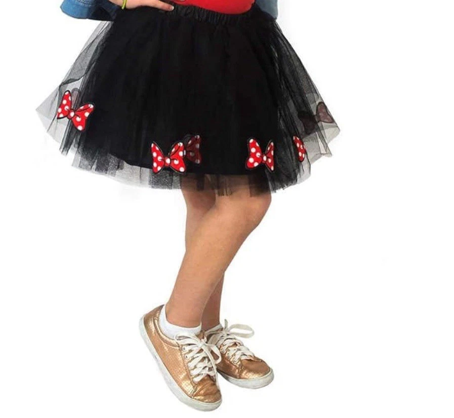 Disney Tutú Alta Costura Niñas 7/8 Minnie Mouse Falda Con Lazos Negro TUL Multicapa Foto 3 de 4