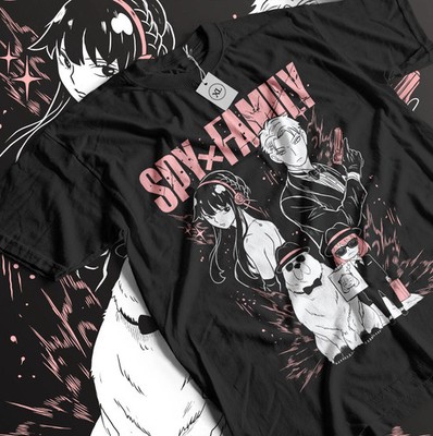 Anime Spy X Family Loid Anya Bon Forger Black T-Shirt All Size