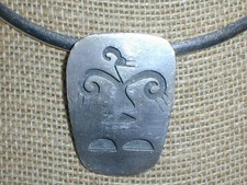 ABSTRACT MEXICAN STERLING SILVER PENDANT/ BROOCH- A FACE- OR A BIRD? UNIQUE!
