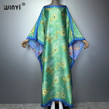 Maxi Kaftan Boho Print Long Dress for Women Elegant Evening Party Caftan Abaya M