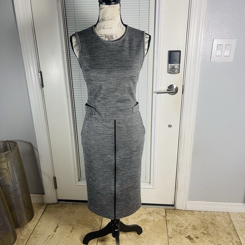 Max Mara Giannata Virgin Wool Grey Zip Front Skirt Sheath Silhouette Dress Sz 2 - Picture 3 of 17