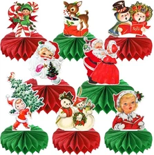 ssailue decor 8 Pieces Vintage Christmas Table Centerpiece Red, Green 