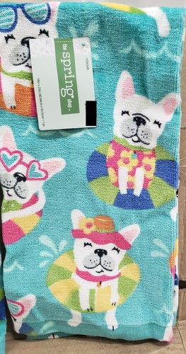 2 Same Cotton Kitchen Terry Towels (16"x26") DOGS,FLOATING FRENCHIE TOSS, Ritz - Picture 16 of 21